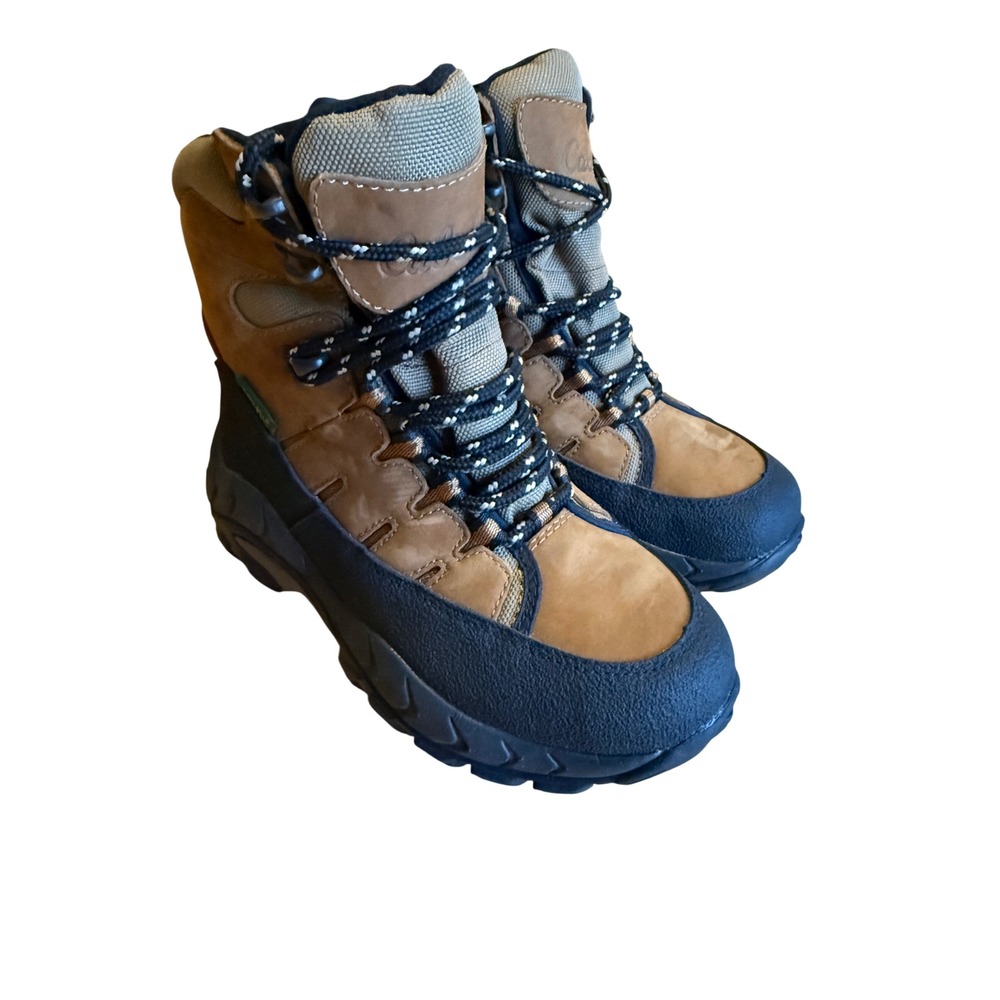 Cabela's women 6 black brown leather hiking snow winter boots rubber waterproof